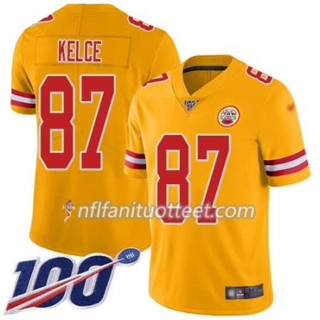 Miesten Kansas City Chiefs NFL Pelipaita Travis Kelce 87 Nike Gold 100th